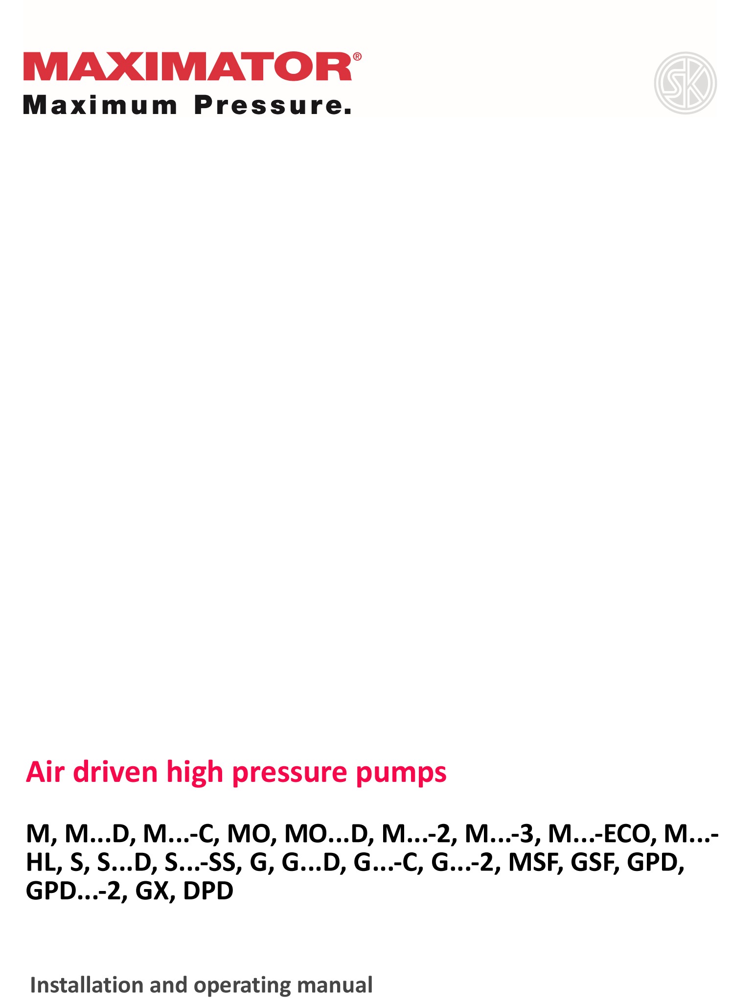 Air Driven High Pressure Pumps – Maximator UK